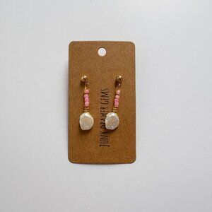 Handmade Beaded Pearl Dangle Earrings